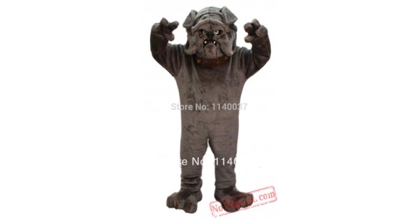 Grey Bulldog Mascot Costume