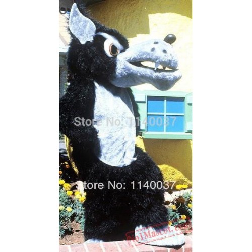 Huge Black Wolf Mascot Costume