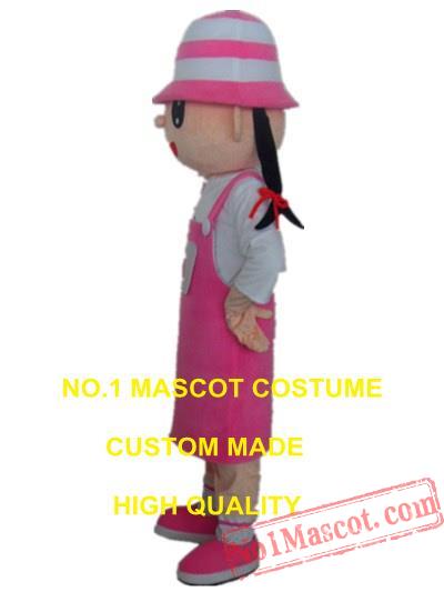 Pink Girl Mascot Costume